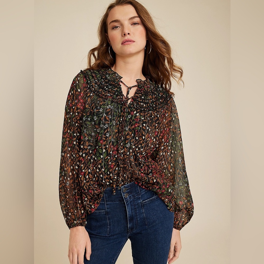 Maurices Floral Ruffle Peasant Blouse
